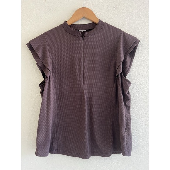 Calia Tops - CALIA By Carrie Renew Texture Cap Sleeve Zip  Women's Top XL  Athleisure Golf